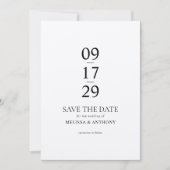 Moderne zwarte Ecru minimalistische bruiloft Save The Date (Voorkant)