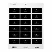 Moderne Zwarte Editoriale Monogram Huwelijk Etiket (Full Sheet)