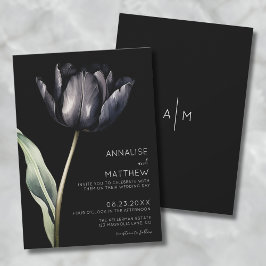 Moderne Zwarte Eenvoudige Elegante Bloemmotief Kaart