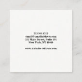 Moderne, zwarte, eenvoudige professional vierkante visitekaartje (Achterkant)