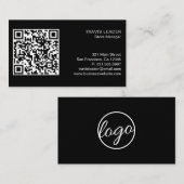 Moderne zwarte, eenvoudige professionele QR-code v Visitekaartje (Voorkant / Achterkant)
