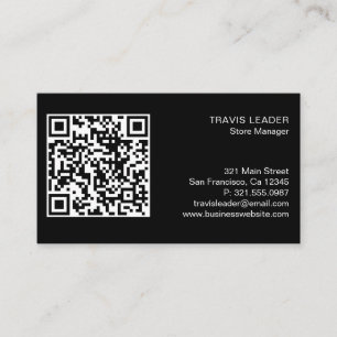 Moderne zwarte, eenvoudige professionele QR-code v Visitekaartje
