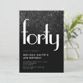 Moderne zwarte eenvoudige stijlvolle 40e verjaarda kaart (Staand voorkant)
