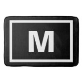 Moderne zwarte eenvoudige witte Lijst en monogram  Badmat (Voorkant)