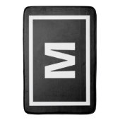 Moderne zwarte eenvoudige witte Lijst en monogram  Badmat (Voorkant Verticaal)