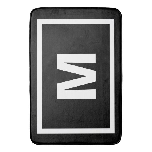 Moderne zwarte eenvoudige witte Lijst en monogram  Badmat (Voorkant Verticaal)