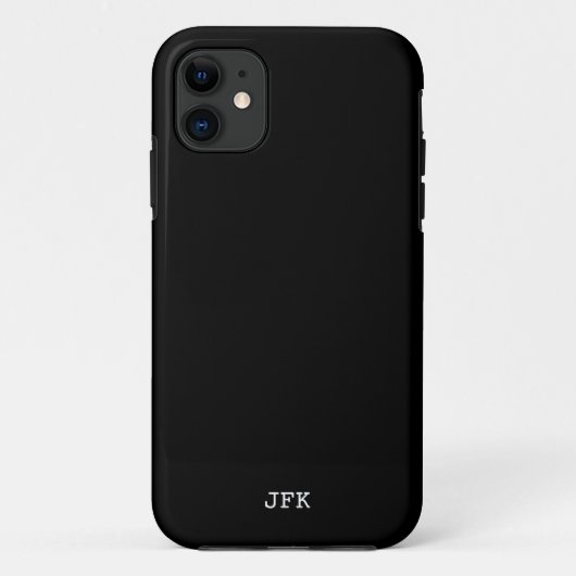 Moderne zwarte effen witte initialen op maat Case-Mate iPhone case (Achterkant)