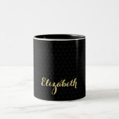 Moderne zwarte Elegant Gold Script Chic - aangepas Tweekleurige Koffiemok (Center)