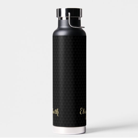 Moderne zwarte Elegant Gold Script Chic - aangepas Waterfles (Links)