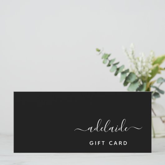 Moderne zwarte Elegant Hair Stylist Cadeaubon (Staand voorkant)