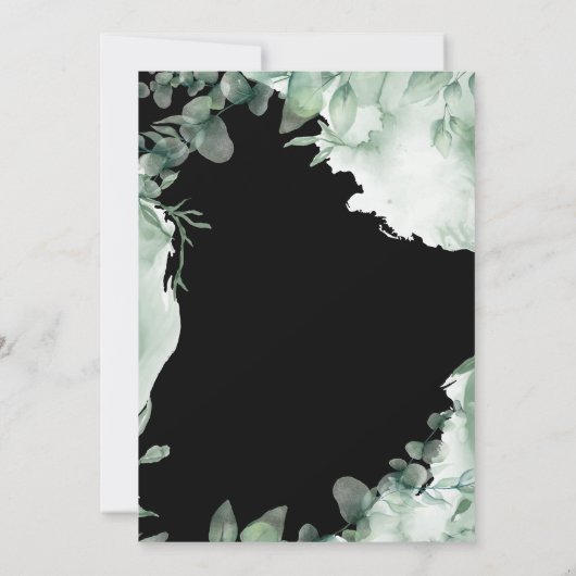 moderne zwarte elegante maagdenpalm bruiloft uitno kaart (Achterkant)
