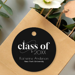 Moderne Zwarte Elegante Minimalistische Afstudeerf Bedankjes Labels