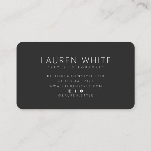 Moderne zwarte elegante minimalistische profession visitekaartje (Achterkant)