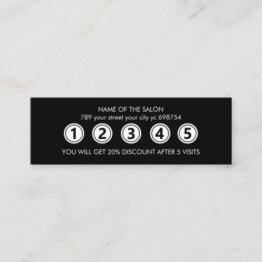 Moderne zwarte elegante schoonheidssalon klantenkaartje (Voorkant)