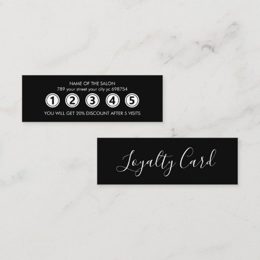 Moderne zwarte elegante schoonheidssalon klantenkaartje (Voorkant / Achterkant)