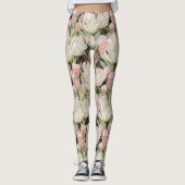 Moderne zwarte elegante tulpen met gouden patroon leggings (Voorkant)