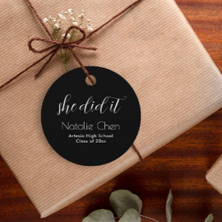 Moderne zwarte elegante typografie Afstuderen Bedankjes Labels