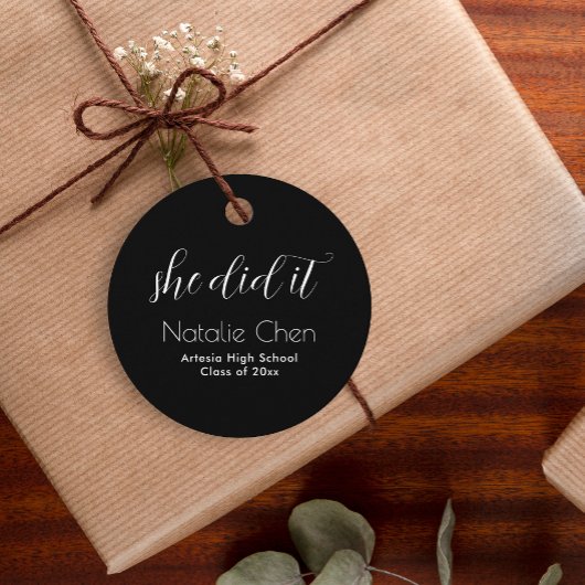 Moderne zwarte elegante typografie Afstuderen Bedankjes Labels