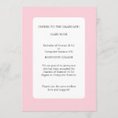 Moderne Zwarte en Blush Roze Gestreepte Afstudeer- Aankondiging (Achterkant)