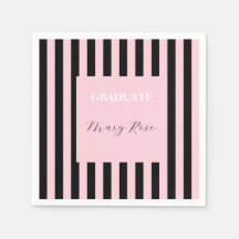 Moderne Zwarte en Blush Roze Gestreepte Afstudeer-