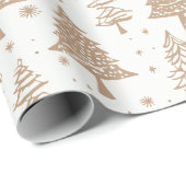 Moderne zwarte en crème kerstboom cadeaupapier (Rol Hoek)
