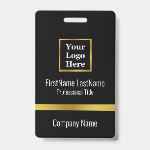 Moderne zwarte en Faux Gold Corporate Name Tag Badge