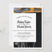 Moderne zwarte en gele Abstracte bruiloft in Bohem Kaart (Voorkant)