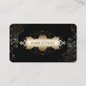 Moderne zwarte en gele chic hair stylist visitekaartje (Voorkant)