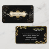 Moderne zwarte en gele chic hair stylist visitekaartje (Voorkant / Achterkant)