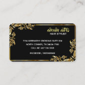 Moderne zwarte en gele chic hair stylist visitekaartje (Achterkant)