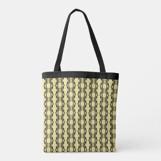 Moderne, zwarte en gele, ovale geometrische patron tote bag (Achterkant)