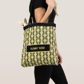 Moderne, zwarte en gele, ovale geometrische patron tote bag (Dichtbij)