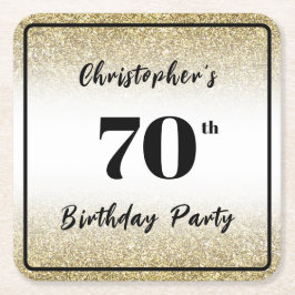 Moderne Zwarte en Gouden 70e Verjaardag Party Onde Kartonnen Onderzetters