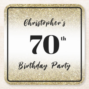 Moderne Zwarte en Gouden 70e Verjaardag Party Onde Kartonnen Onderzetters