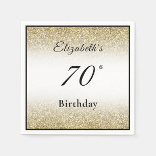 Moderne zwarte en gouden 70ste verjaardagsfeest aa servet