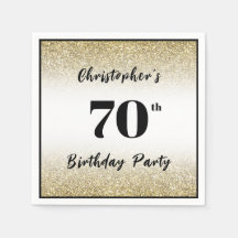 Moderne zwarte en gouden 70ste verjaardagsfeest aa