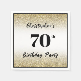 Moderne zwarte en gouden 70ste verjaardagsfeest aa servet