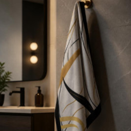 Moderne zwarte en gouden abstracte handdoek