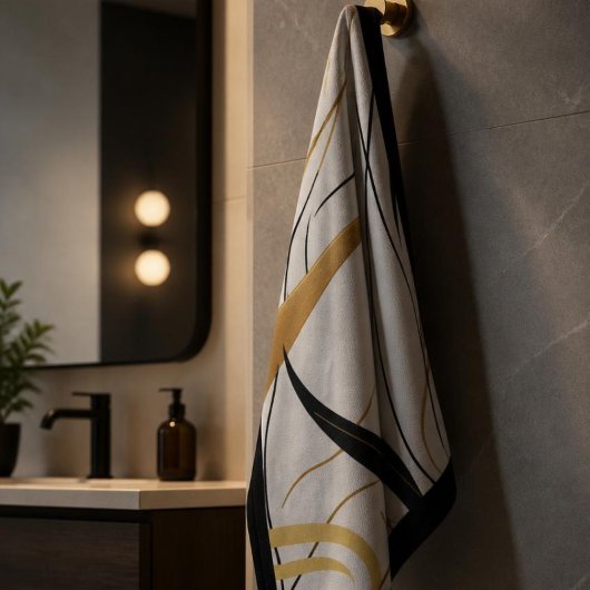 Moderne zwarte en gouden abstracte handdoek
