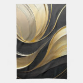 Moderne Zwarte en Gouden Abstracte Luxe- Theedoek (Verticaal)
