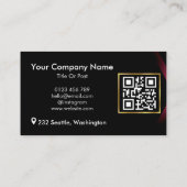 Moderne zwarte en gouden achtergrond met QR-code Visitekaartje (Achterkant)