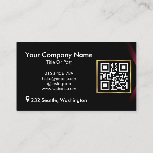 Moderne zwarte en gouden achtergrond met QR-code Visitekaartje (Achterkant)