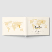 Moderne Zwarte en Gouden Bestemming Pas Huwelijk Gastenboek (Volledig)