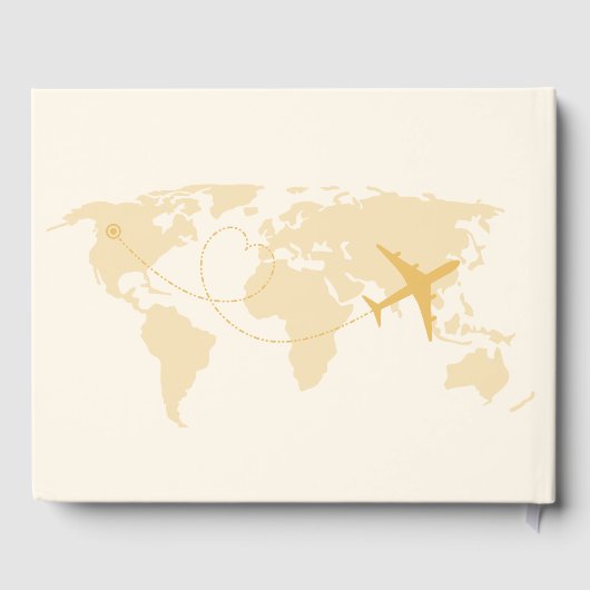 Moderne Zwarte en Gouden Bestemming Paspoort Bruid Gastenboek (Achterkant)