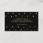 Moderne zwarte en gouden blad Polka Dots Visitekaartje (Achterkant)