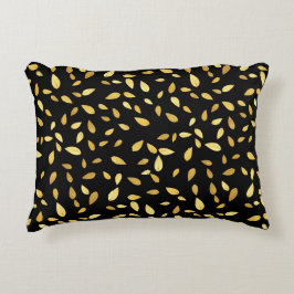 Moderne zwarte en gouden bladeren, geïllustreerd p accent kussen