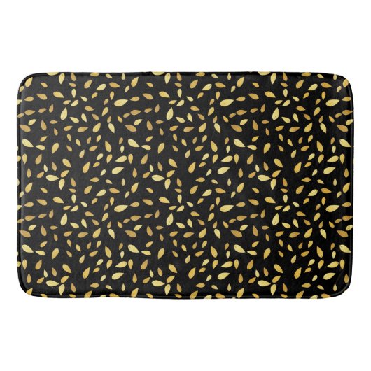 Moderne zwarte en gouden bladeren, geïllustreerd p badmat (Voorkant)