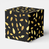 Moderne zwarte en gouden bladeren, geïllustreerd p bedankdoosjes (Achterkant)