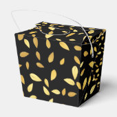Moderne zwarte en gouden bladeren, geïllustreerd p bedankdoosjes (Achterkant)