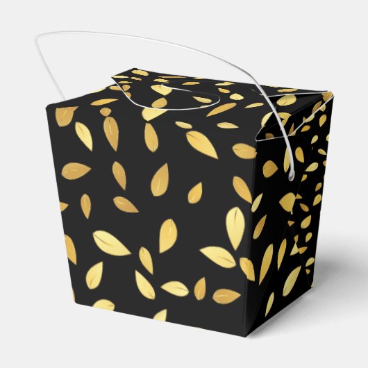 Moderne zwarte en gouden bladeren, geïllustreerd p bedankdoosjes (Achterkant)